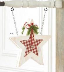 White and Red Gingham Double Sided Star Arrow Replacement Sign by K&K Interiors