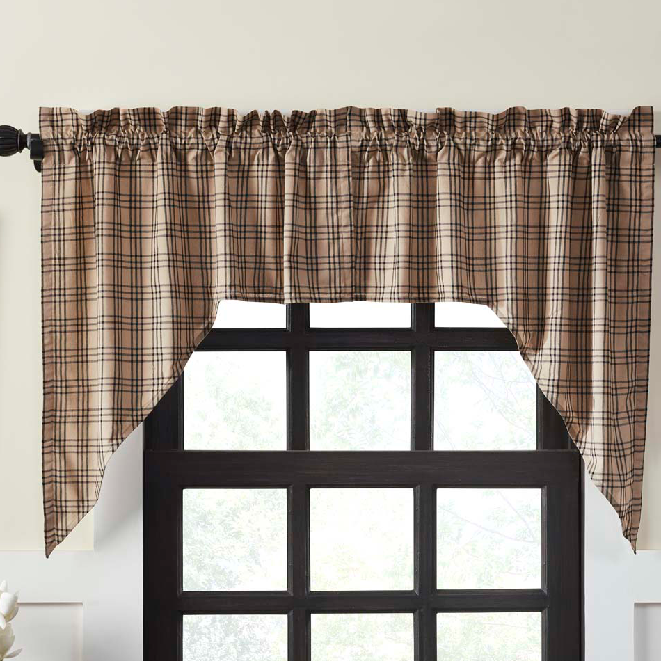 Sawyer Mill Charcoal Plaid Swag Curtains Dl Country Barn