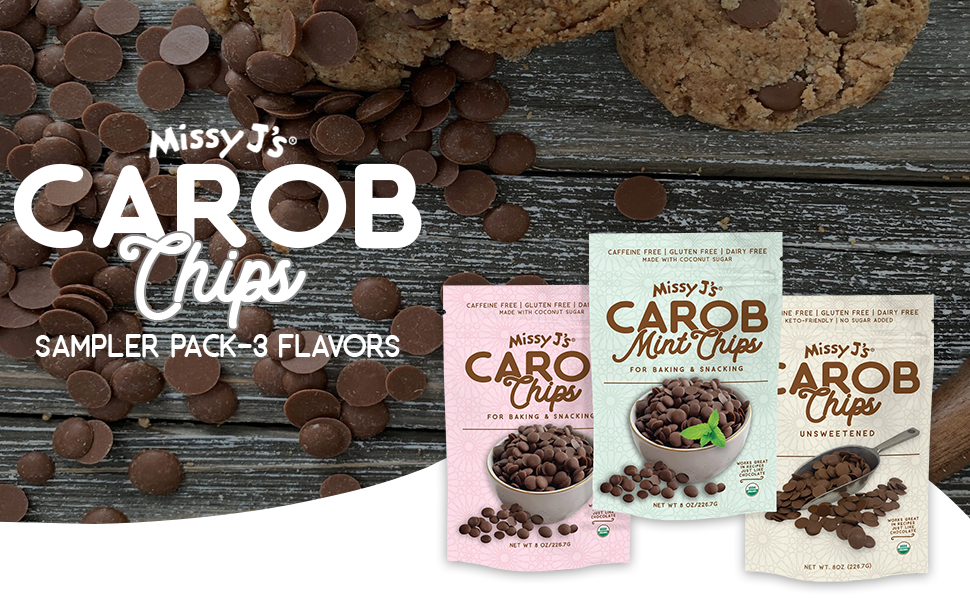 Missy J's Carob Chips Sampler pack-3 flavors