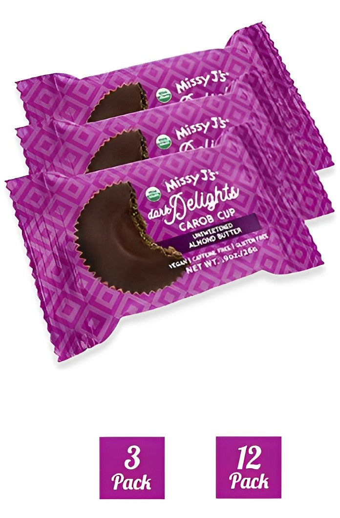 Missy J's Carob Dark Delights Unsweetened Almond Cups 3 or 12pk