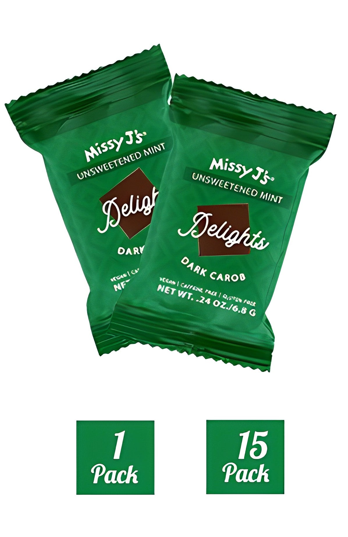 Missy J's Carob Dark Delights Unsweetened Mint Candy Bar- 2, 6, 12pk