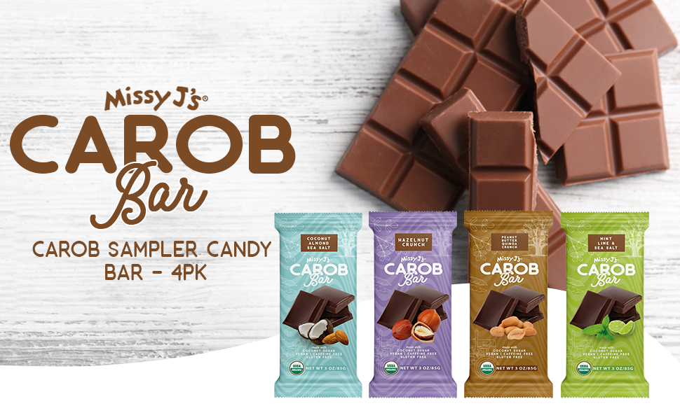 Missy J's Carob Sampler Candy Bar - 4pk
