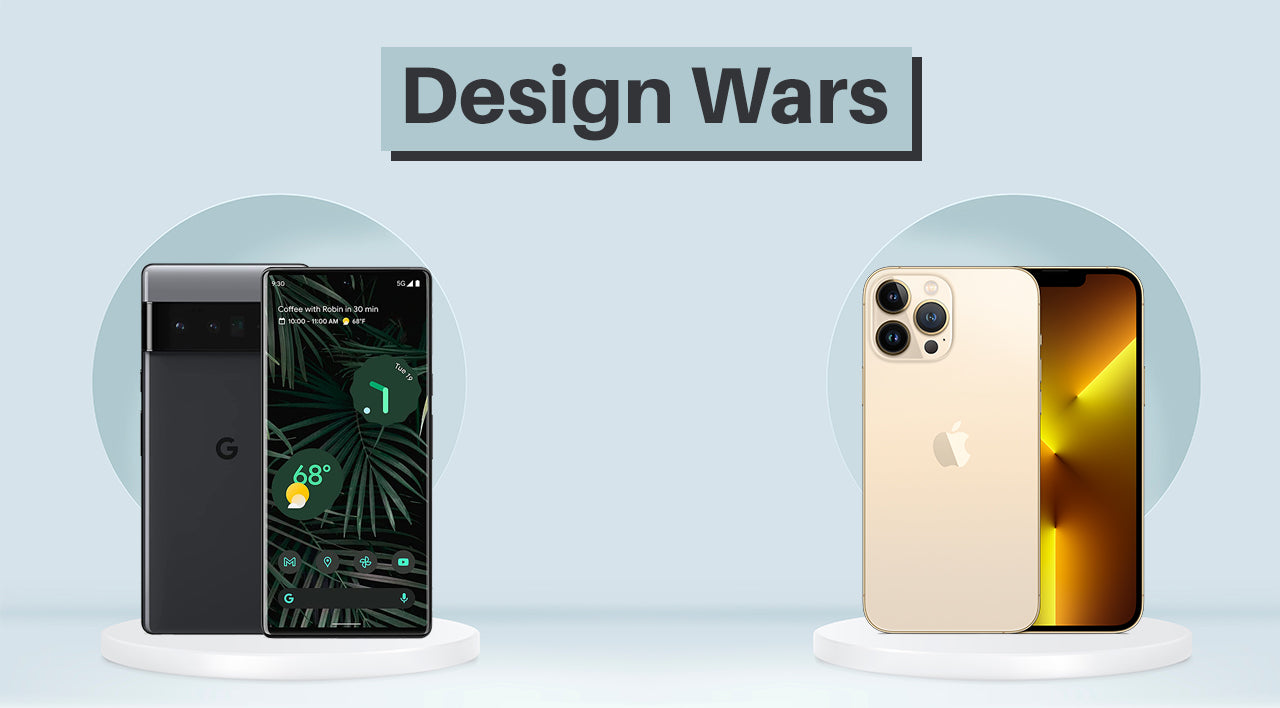 Design department of google pixel 6 pro vs iphone 13 pro max