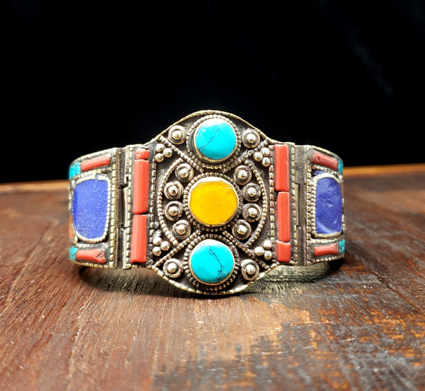 Rustic Navajo Turquoise Sterling Silver Cuff Bracelet