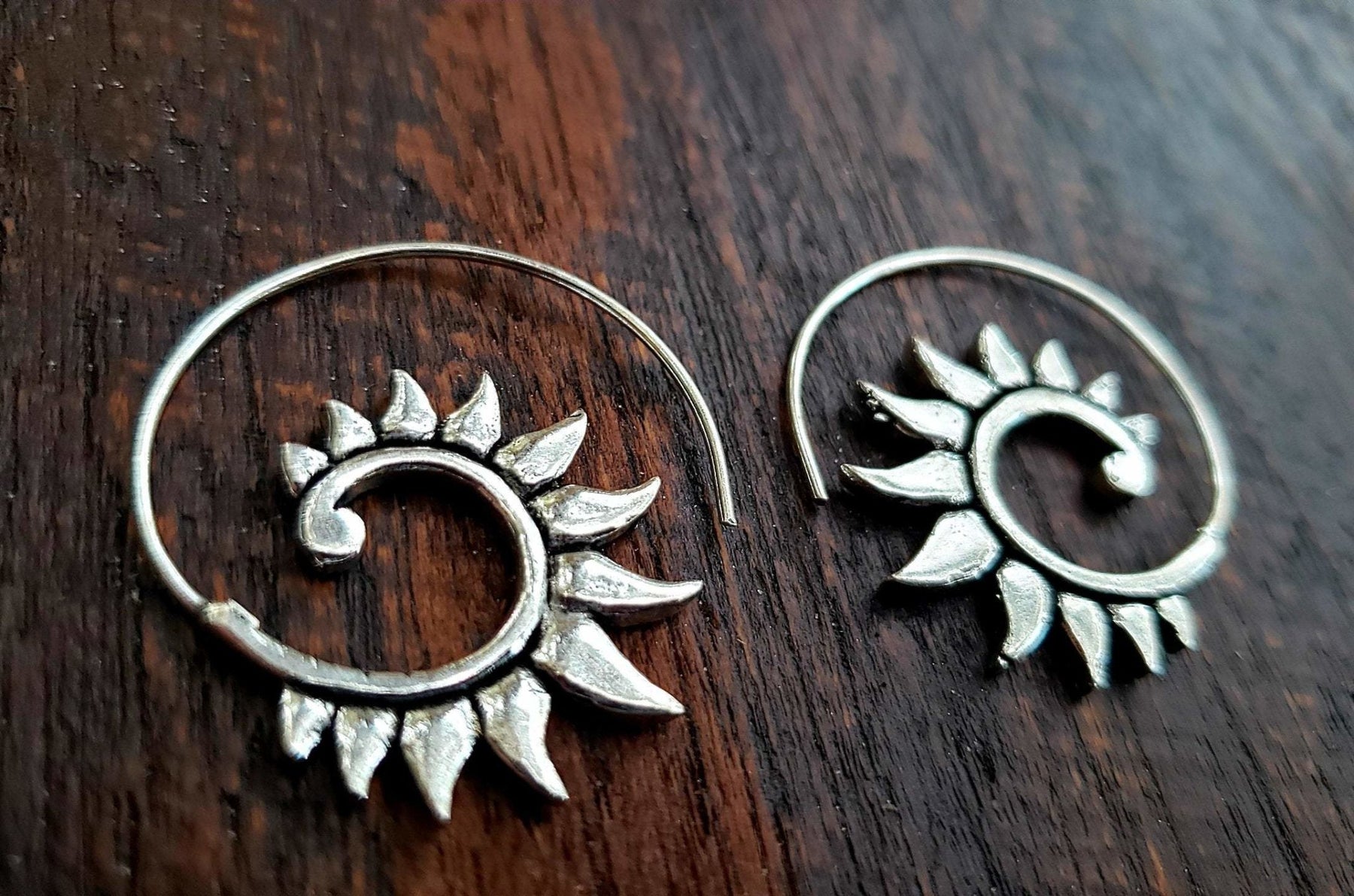 Spiraling Sun Threader Earrings