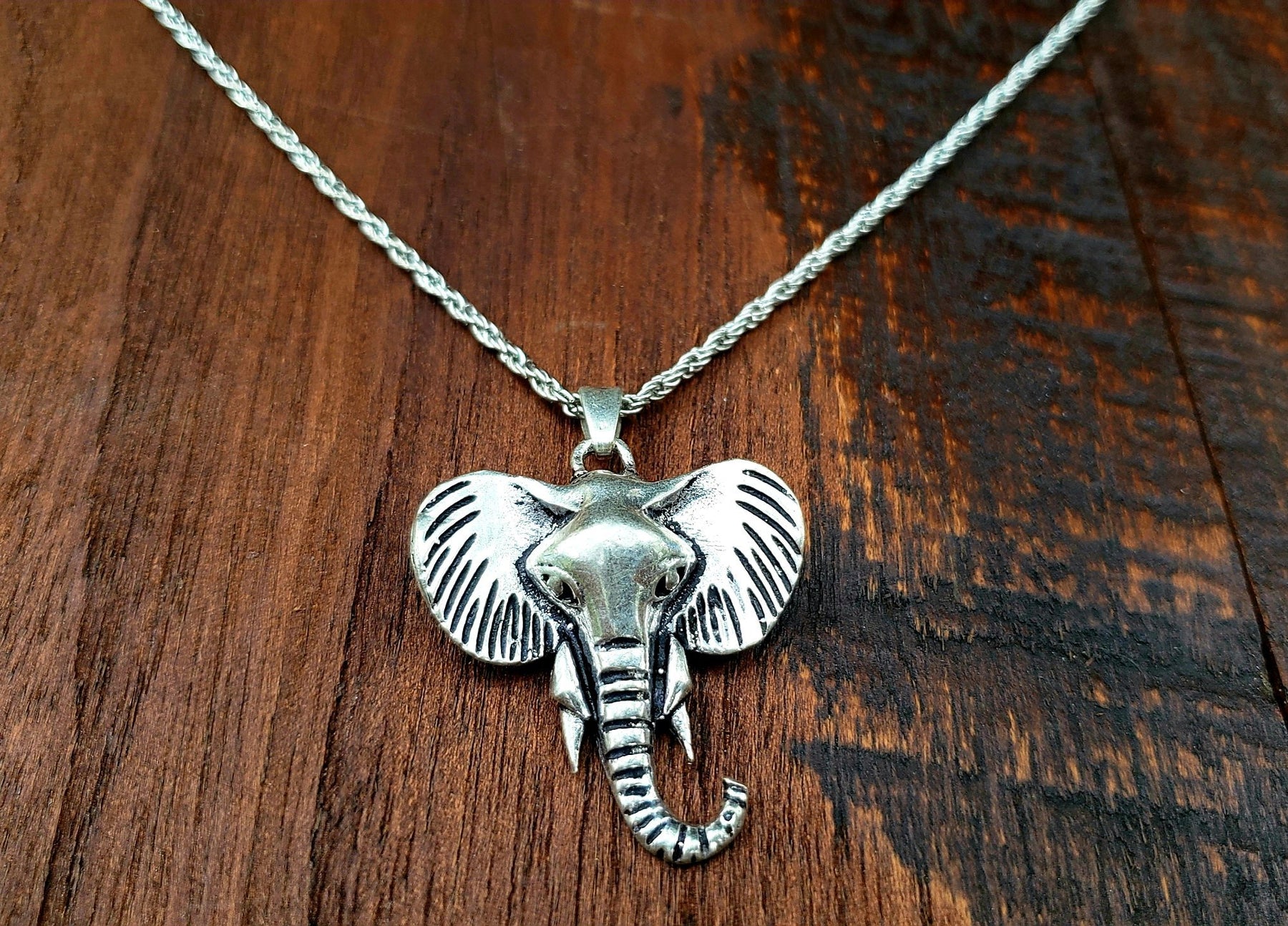 Solid 925 Sterling Silver Large Elephant Pendant Necklace Curb Chain 16 18  Inches Gift Boxed - Etsy