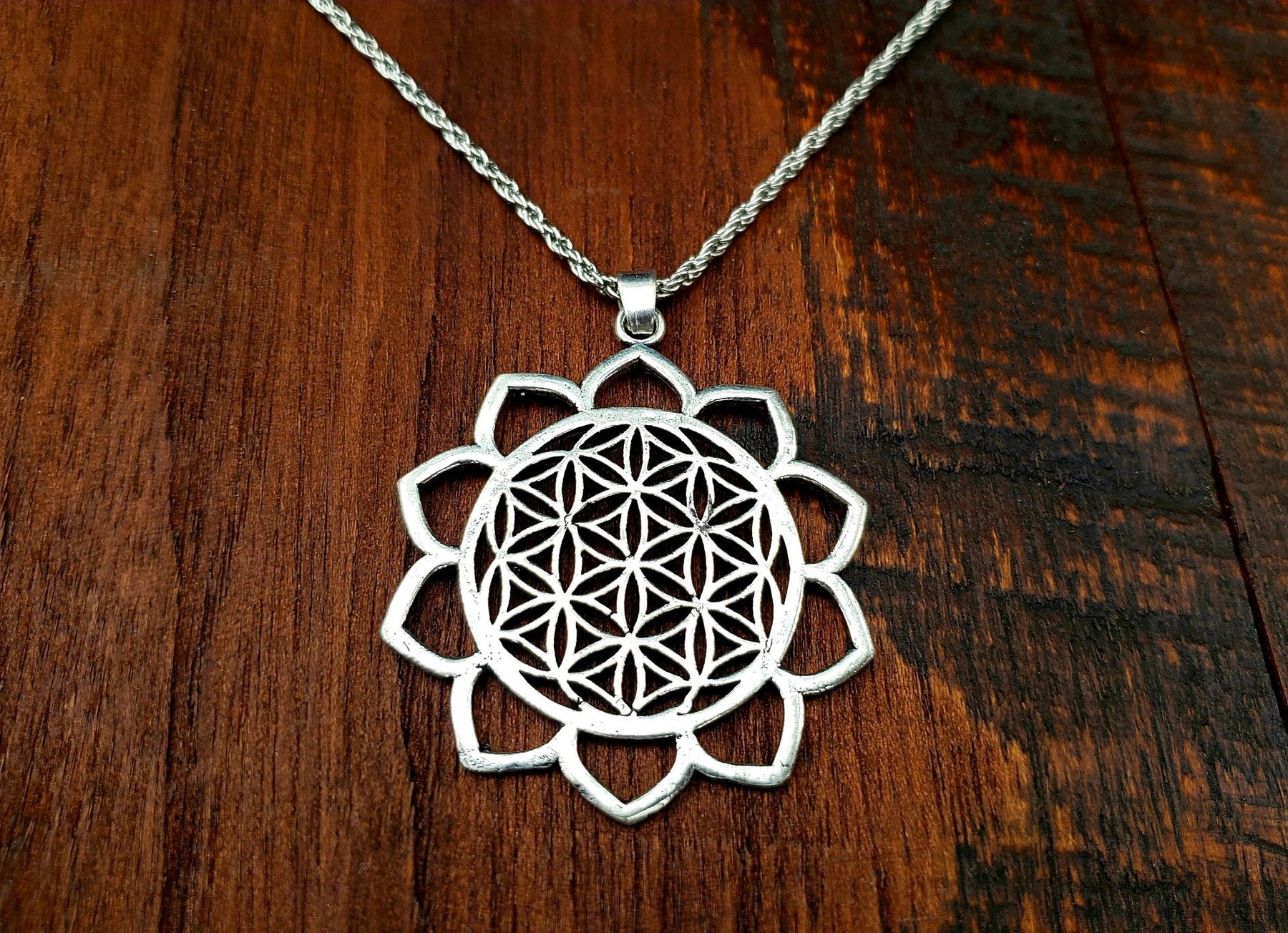 Flower Of Life Lotus Stainless Steel Charms Necklace Pendant - Temu