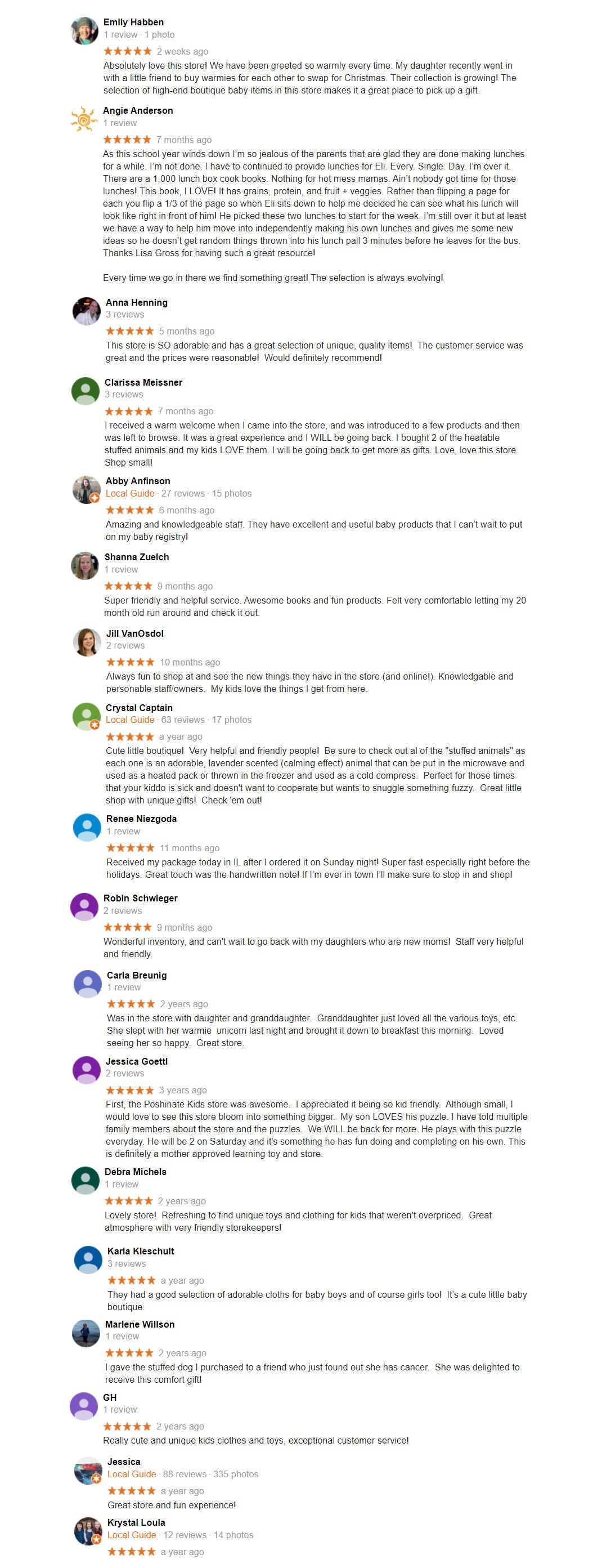 Google Reviews Poshinate Kiddos Baby & Kids Gift Store | St Peter Minnesota