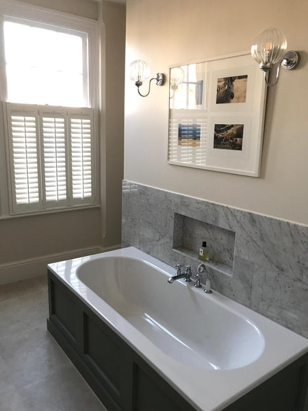 bathroom with cafe style windows in Ealing