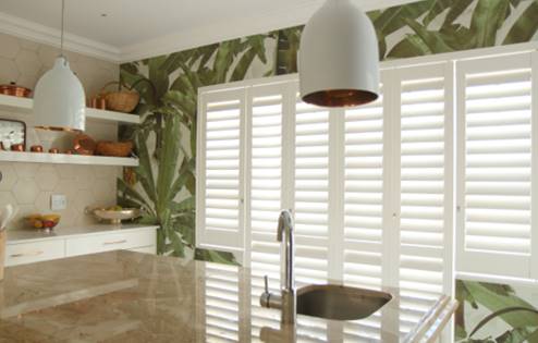 aluminium shutters on a kitchen window