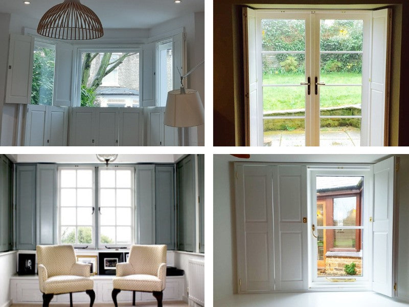 four images showing different solid shutters to explain the benefits of solid shutters