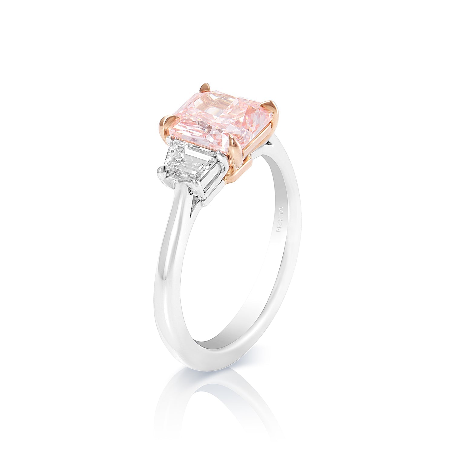 GIA Certified 3.48 Carat Light Pink Radiant Cut Diamond Ring