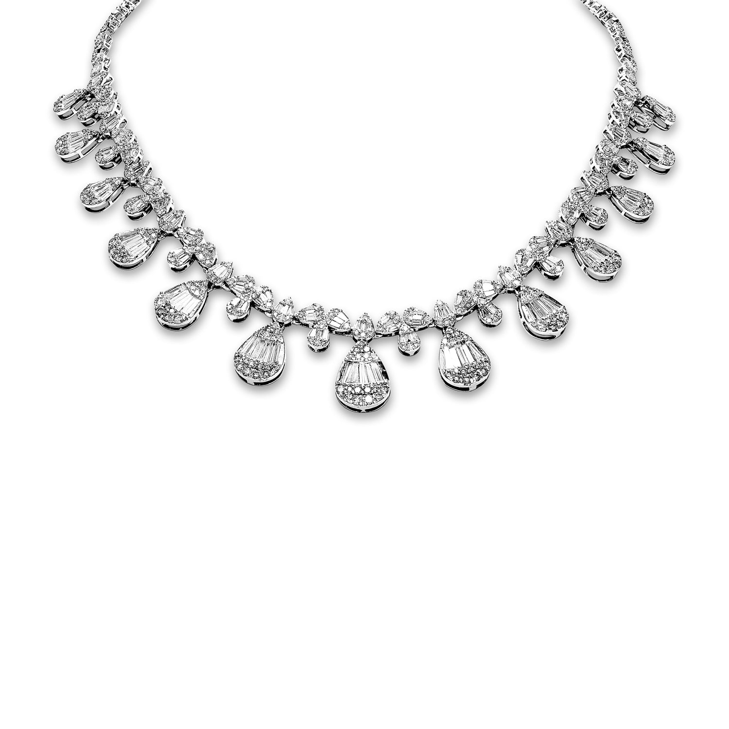 Milana 26 Carat Combine Mix Shape Diamond Multi-Strand Necklace in 14k