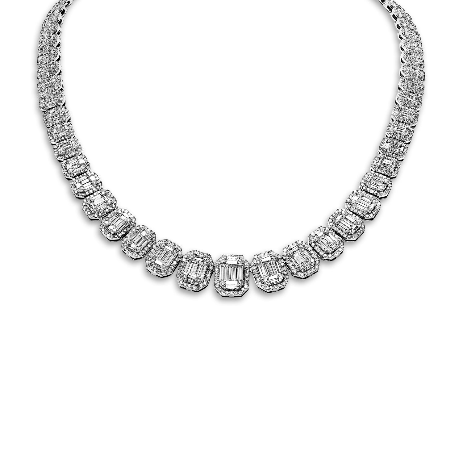 Milana 26 Carat Combine Mix Shape Diamond Multi-Strand Necklace in 14k