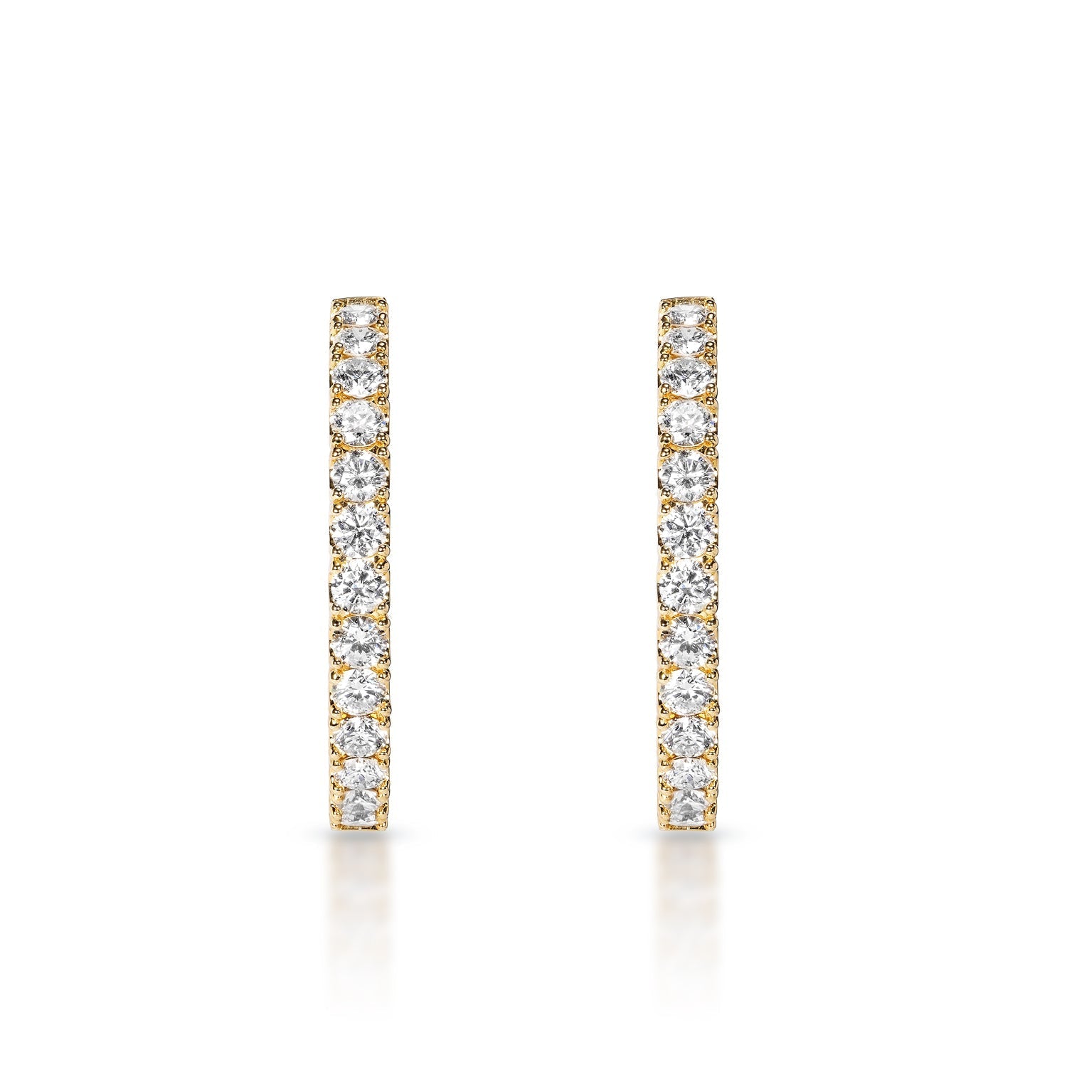 VRAI Pavé Hoops Round Brilliant Earrings | 14K Rose Gold