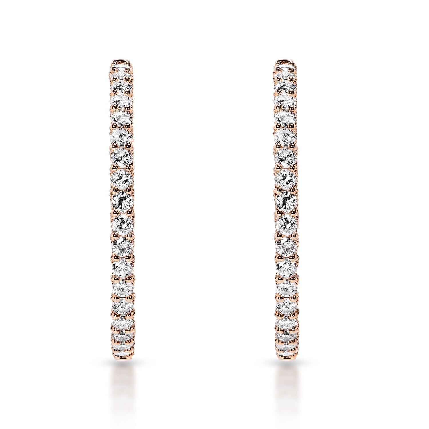 VRAI Pavé Hoops Round Brilliant Earrings | 14K Rose Gold