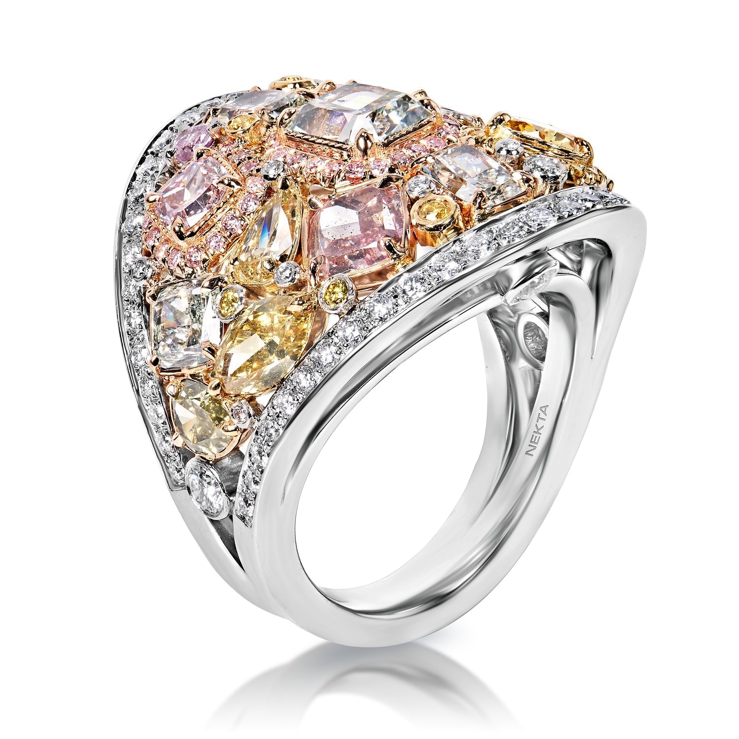 GIA Certified 3.48 Carat Light Pink Radiant Cut Diamond Ring