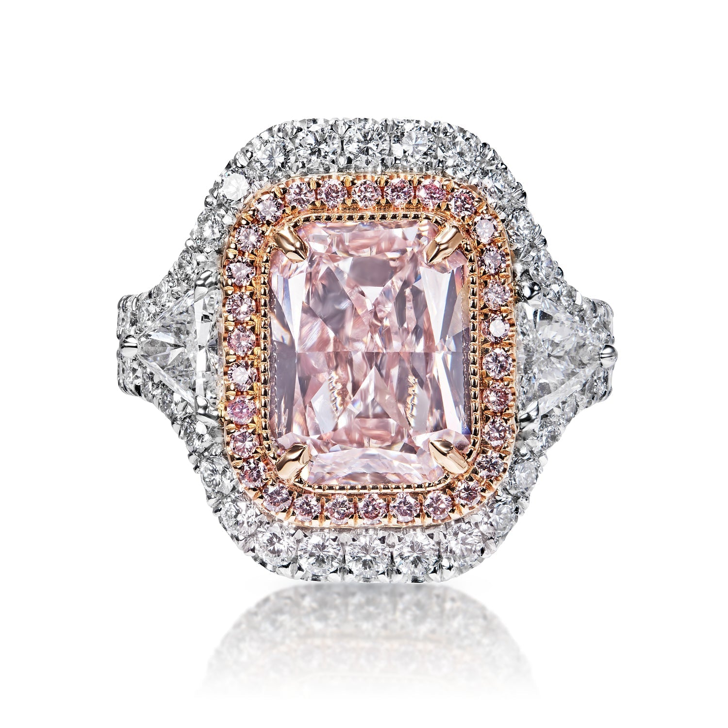 GIA Certified 3.48 Carat Light Pink Radiant Cut Diamond Ring