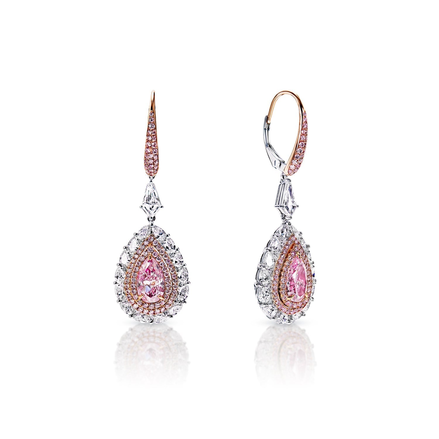 Hibiscus 6 Carat Round Brilliant Pink Diamond Earrings | Nekta New