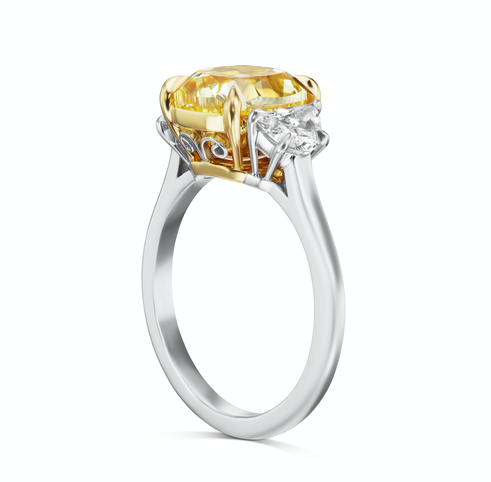 Customizable 18 Carat Yellow Gold White Diamonds Net Ring Aenea