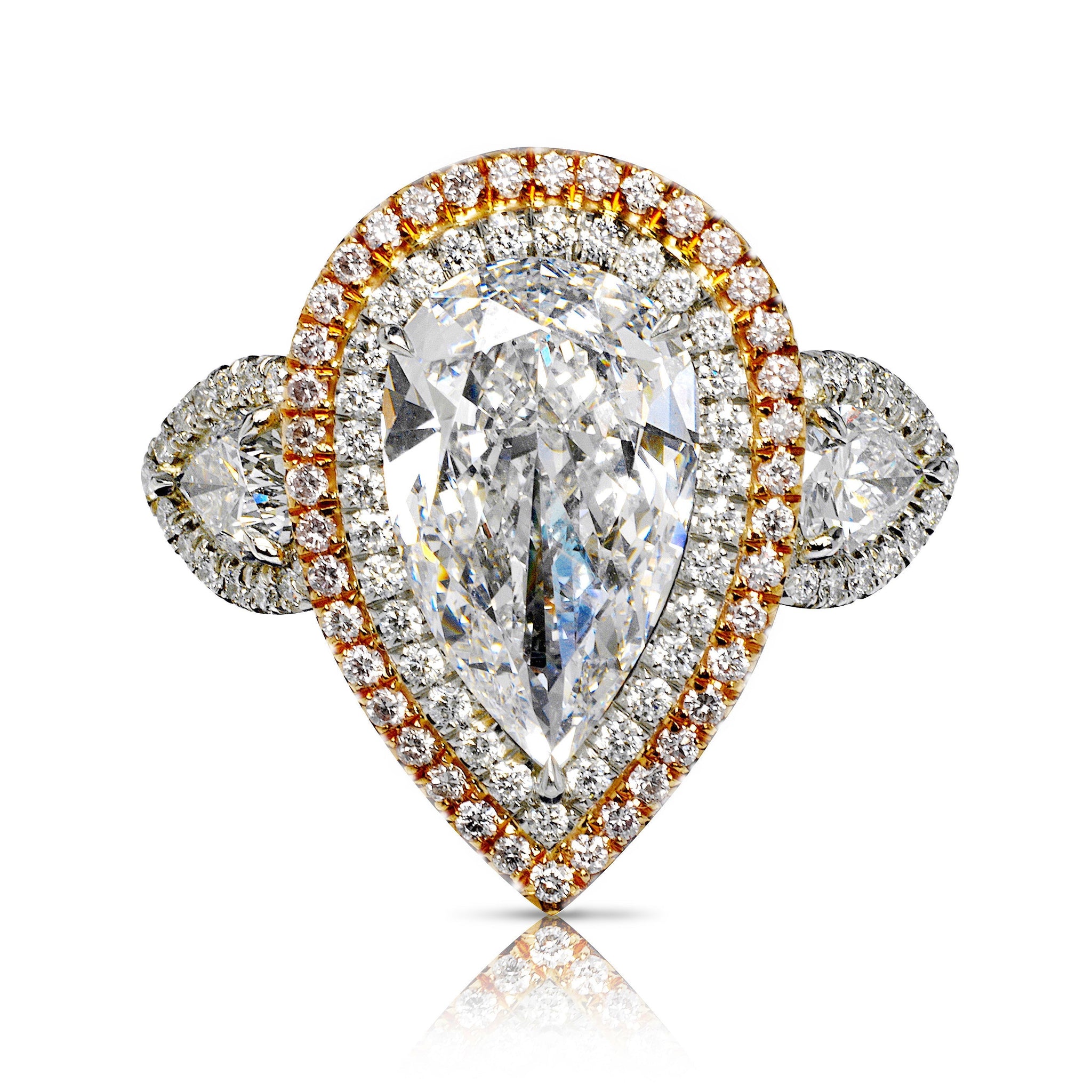 Fancy Blue Diamond Pear Shape Set in The Florence Ring 18K White Gold / 5.5 / Diamond (Lab)