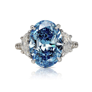 blue oval diamond ring