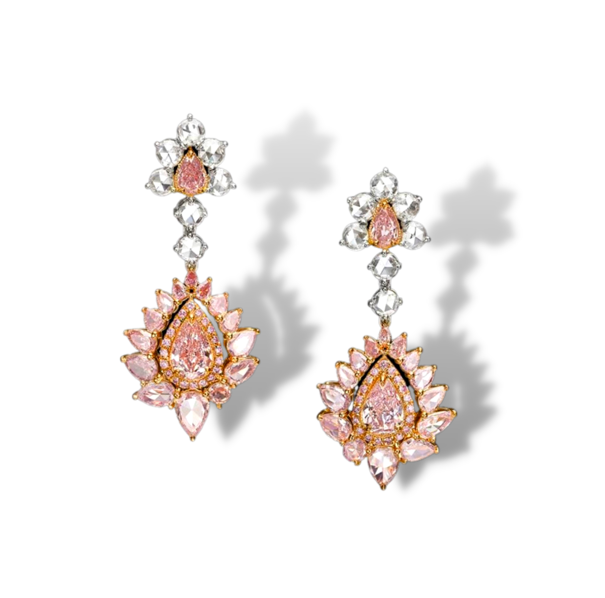 Hibiscus 6 Carat Round Brilliant Pink Diamond Earrings | Nekta New