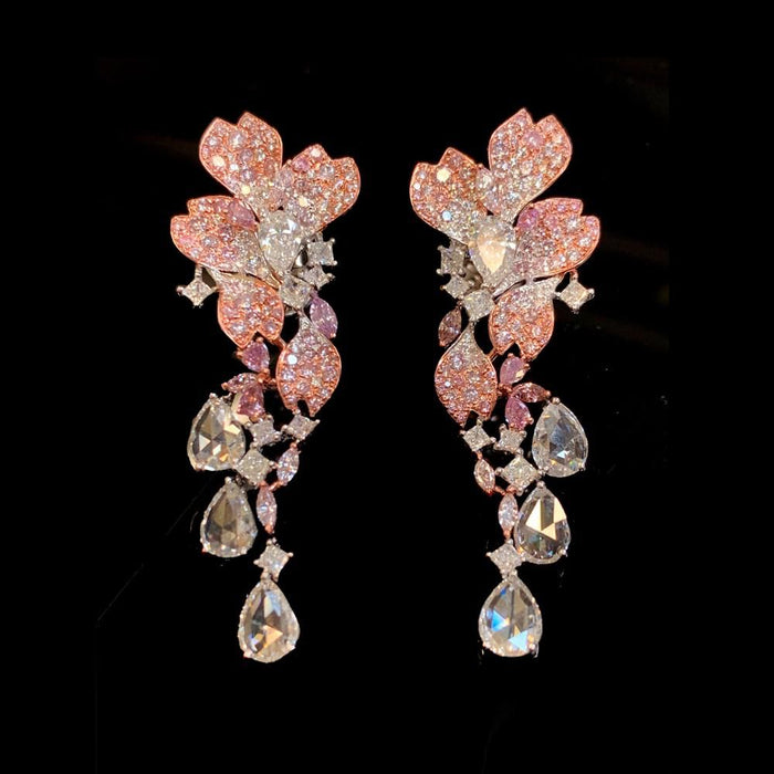HIBISCUS Flower 6 Carat Fancy Pink Diamond Earrings GIA Certified