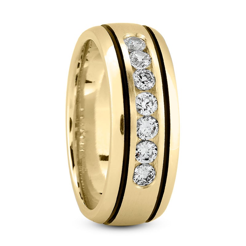 5ct Diamond Ring Men's Flashy Multi Row Wedding Band in White or Yellow Gold