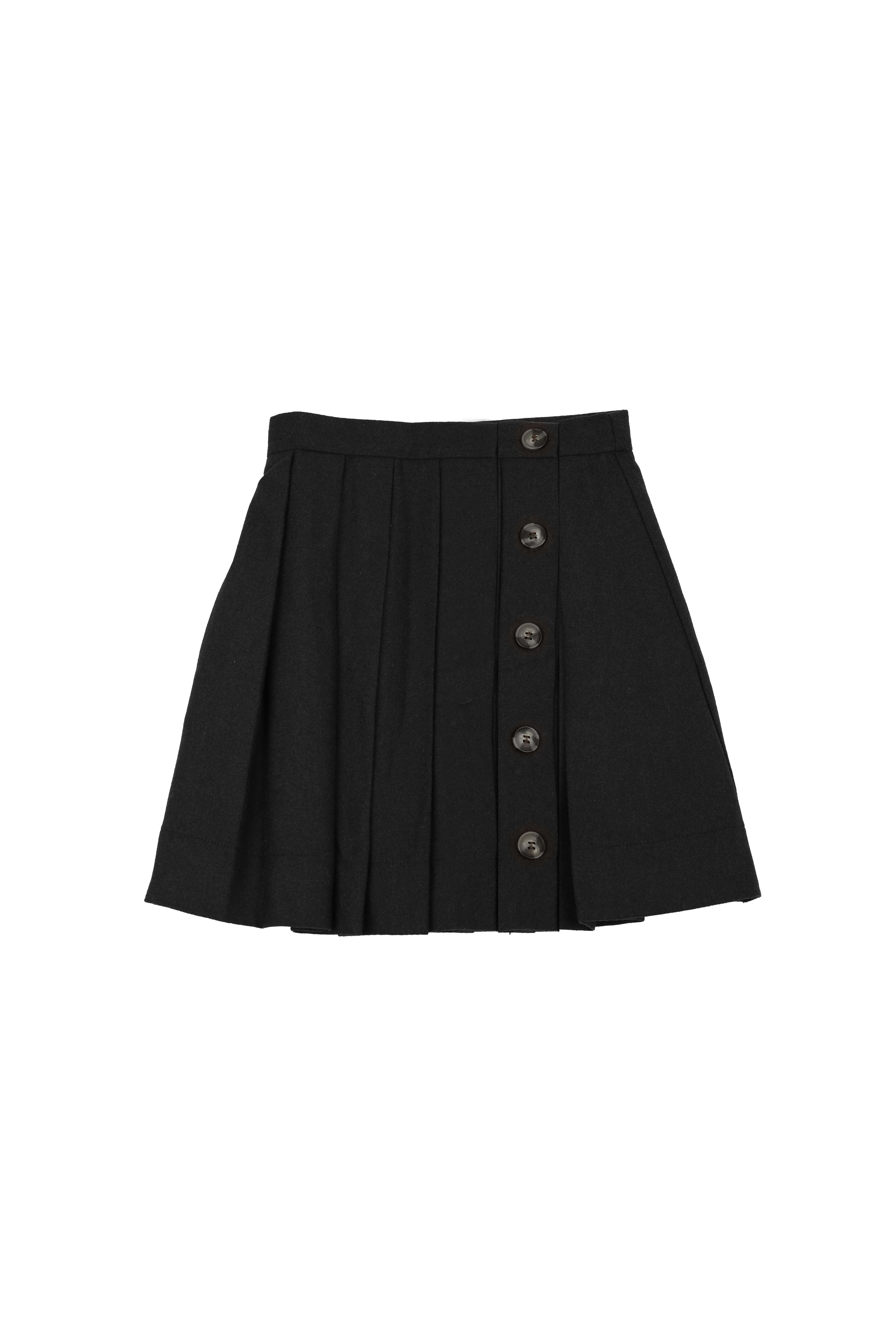 Belati Black Pleated Skirt with Side Buttons – Panda and Cub
