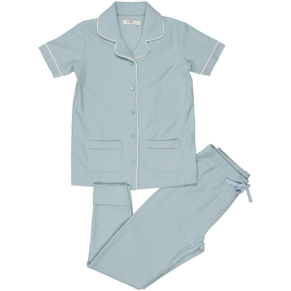 Coco Blanc Pale Blue French Terry Pajamas – Panda and Cub