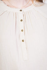 Shirring detail cotton shirt top