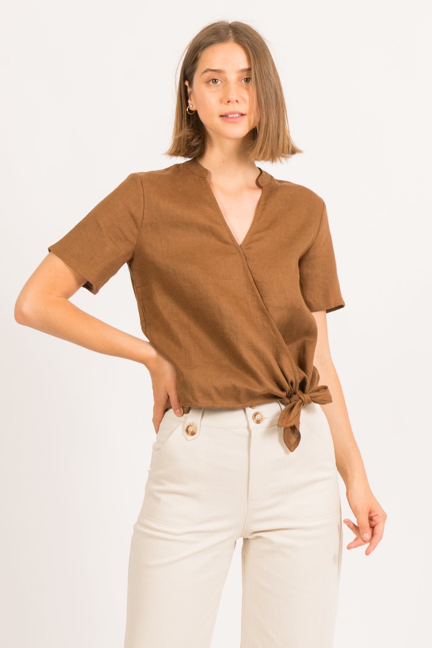 wrap blouse short sleeve