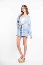 Printed open front tunic cardigan