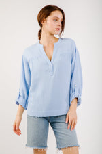 Soft natural crinkle gauze comfy blouse