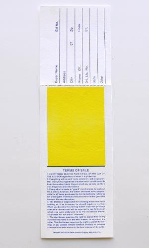Long Bid Card, Middle Yellow Square (500/Pack) - Kiefer Auction Supply - Auction Bid Cards