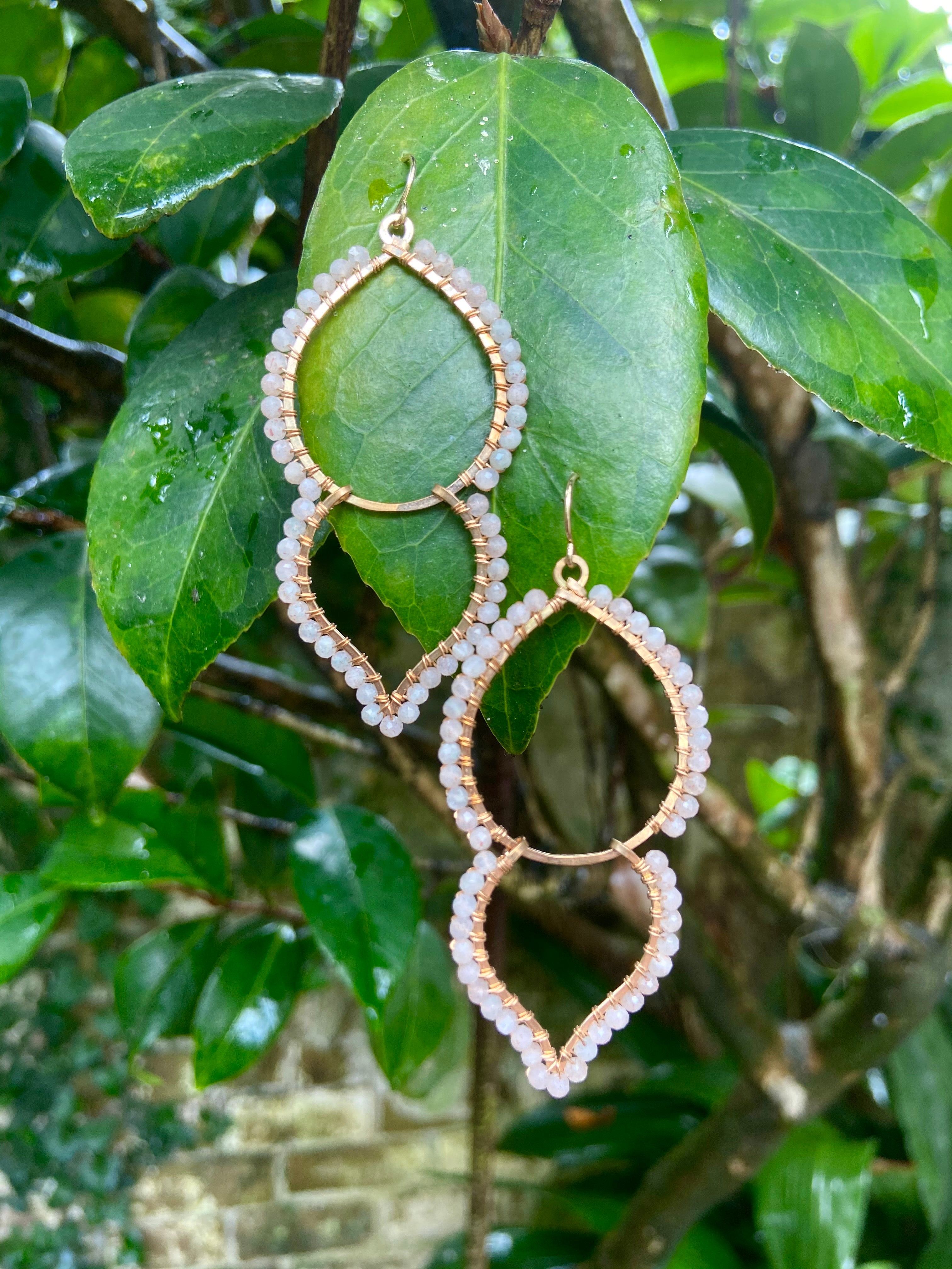 The Pink Moonstone Goddess Earrings