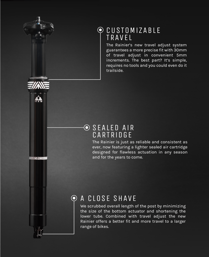 PNW Components introduces the redesigned Rainier Dropper Post complete with travel adjust. 