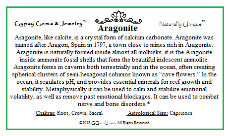Gypsy Gems & Jewelry™ Aragonite Facts