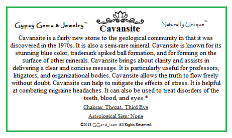 Gypsy Gems & Jewelry™ Cavansite Facts