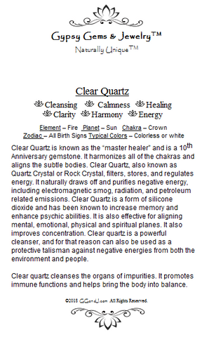 Gypsy Gems & Jewelry™ Clear Quartz Facts