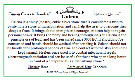 Galena info card on gypsygemsandjewelry.com