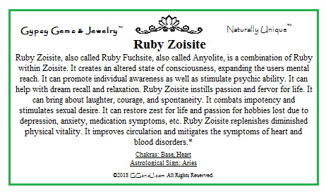 Ruby Zoisite Ruby Fushite Facts GG&J