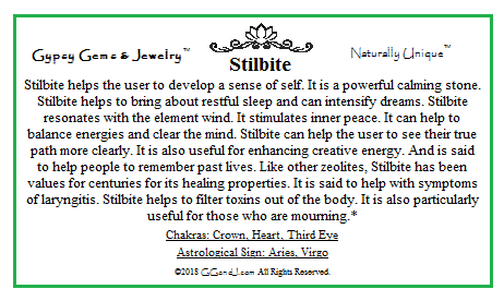 Gypsy Gems & Jewelry™ Stilbite Facts