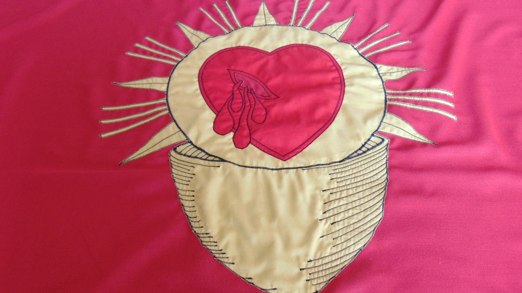 Religious banner flag, St Lazarus, catholic cardiff church, stitched flag official arms by Flag Studio