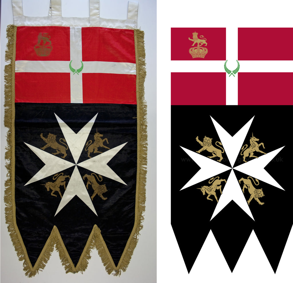 St John's gonfalon banner reproduction by Red Dragon Flagmakers