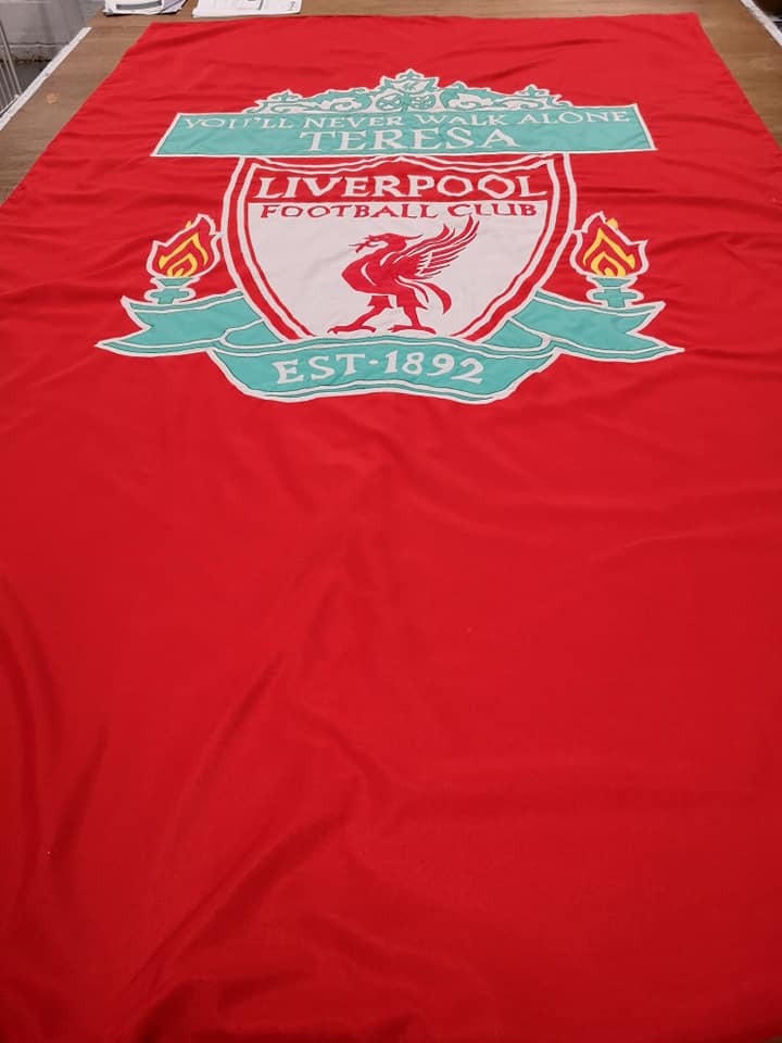 Fully sewn Liverpool FC coffin drape Flag Studio