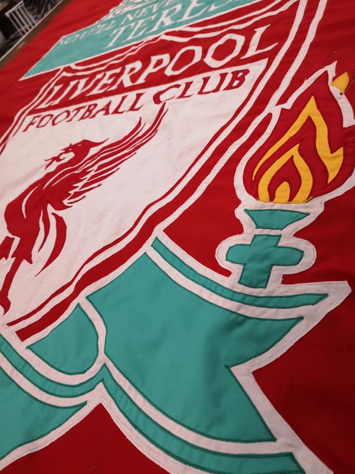 Fully sewn coffin drape Liverpool FC by Flag Studio