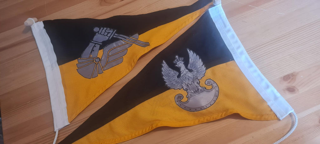 Polish armoured military division replicae pennant burgees, half stitched half printed by Flag Studio