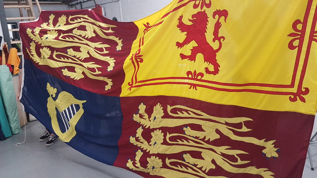 Royal Standard flag made for the set of Downton Abbey the movie by Red Dragon Flagmakers